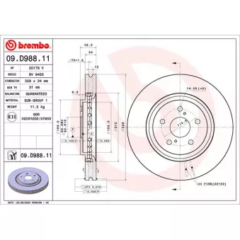 Jeu de 2 disques de frein avant BREMBO 09.D988.11