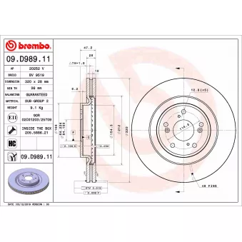 Jeu de 2 disques de frein avant BREMBO 09.D989.11