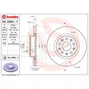 Jeu de 2 disques de frein avant BREMBO 09.D992.11