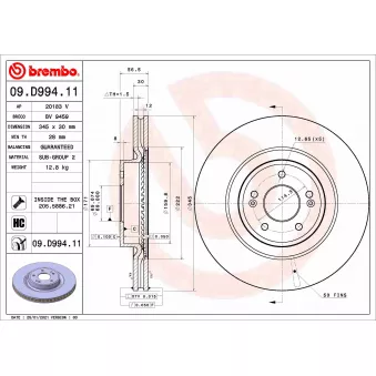 Jeu de 2 disques de frein avant BREMBO 09.D994.11