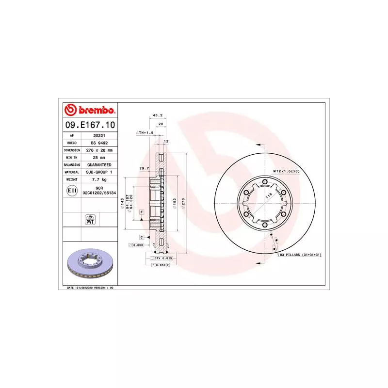 Jeu de 2 disques de frein avant BREMBO 09.E167.10