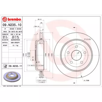 Jeu de 2 disques de frein arrière BREMBO 09.N235.11