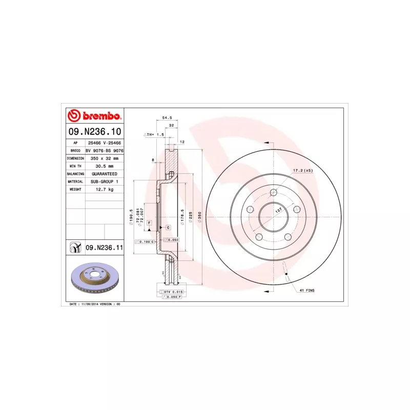 Jeu de 2 disques de frein avant BREMBO 09.N236.11