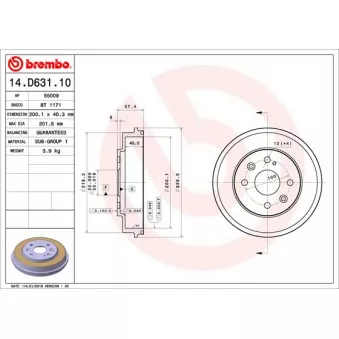 Tambour de frein BREMBO 14.D631.10