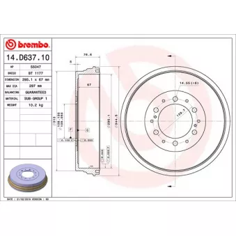 Tambour de frein BREMBO 14.D637.10