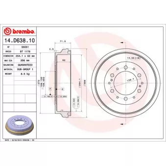 Tambour de frein BREMBO 14.D638.10