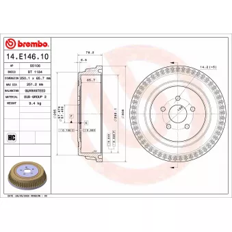 Tambour de frein BREMBO 14.E146.10