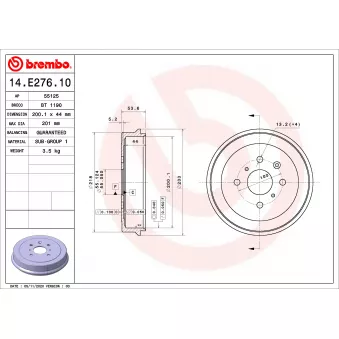 Tambour de frein BREMBO 14.E276.10