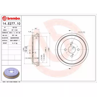 Tambour de frein BREMBO 14.E277.10