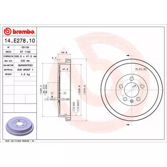 Tambour de frein BREMBO 14.E278.10