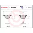 Jeu de 4 plaquettes de frein arrière BREMBO P 06 056X - Visuel 2
