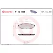 Jeu de 4 plaquettes de frein arrière BREMBO P 10 008 - Visuel 2
