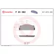 Jeu de 4 plaquettes de frein arrière BREMBO P 23 002 - Visuel 2