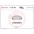 Jeu de 4 plaquettes de frein arrière BREMBO P 49 037 - Visuel 2