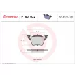Jeu de 4 plaquettes de frein arrière BREMBO P 50 032 - Visuel 2