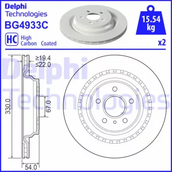 Jeu de 2 disques de frein arrière DELPHI
