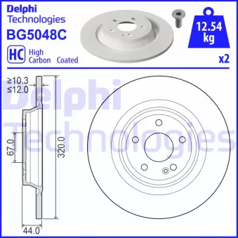 Jeu de 2 disques de frein arrière DELPHI BG5048C