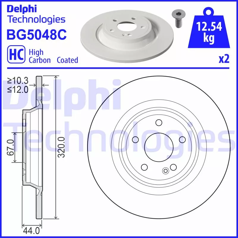 Jeu de 2 disques de frein arrière DELPHI BG5048C