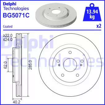 Jeu de 2 disques de frein avant DELPHI