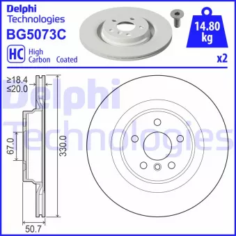 Jeu de 2 disques de frein arrière DELPHI BG5073C