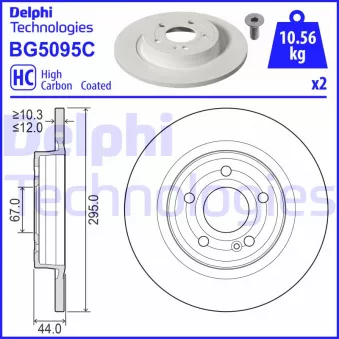 Jeu de 2 disques de frein arrière DELPHI BG5095C