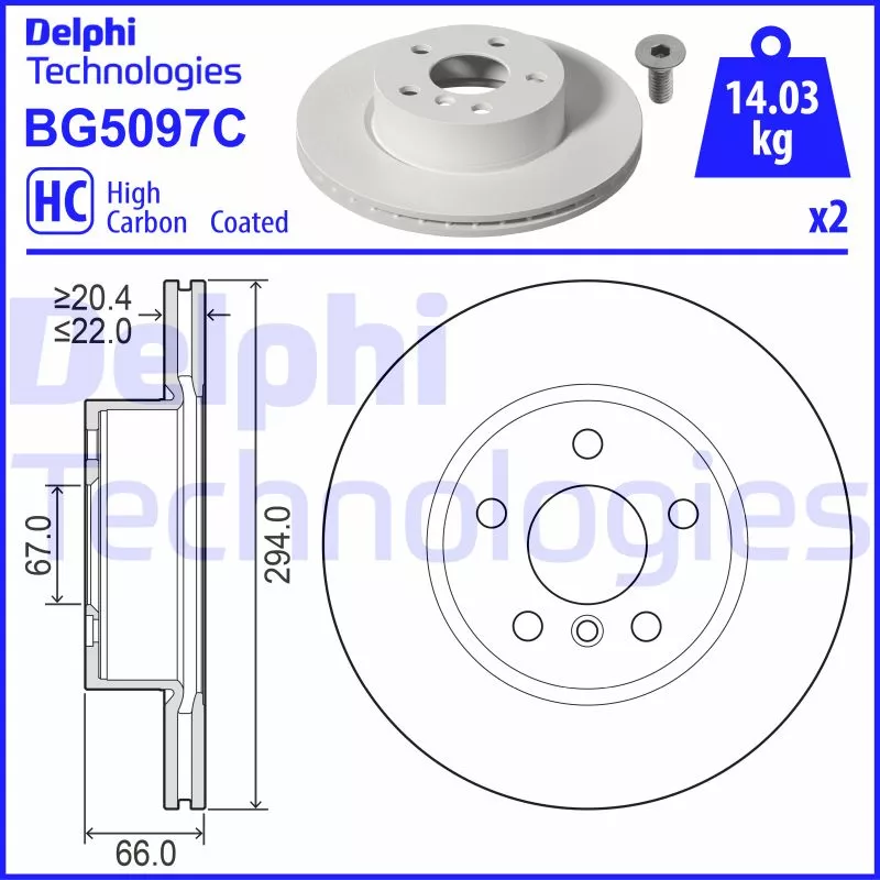 Jeu de 2 disques de frein avant DELPHI BG5097C
