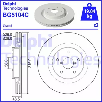Jeu de 2 disques de frein avant DELPHI