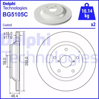 Jeu de 2 disques de frein arrière DELPHI