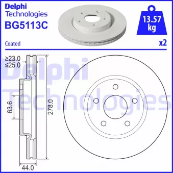Jeu de 2 disques de frein avant DELPHI BG5113C