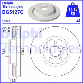 Jeu de 2 disques de frein avant DELPHI BG5127C