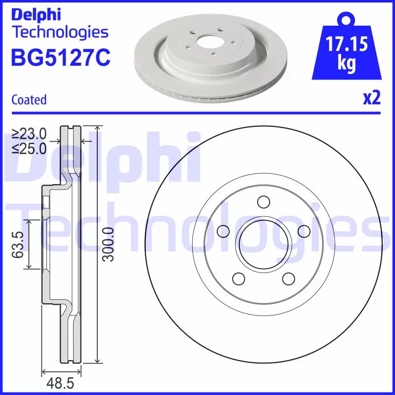 Jeu de 2 disques de frein avant DELPHI BG5127C