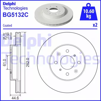 Jeu de 2 disques de frein avant DELPHI BG5132C