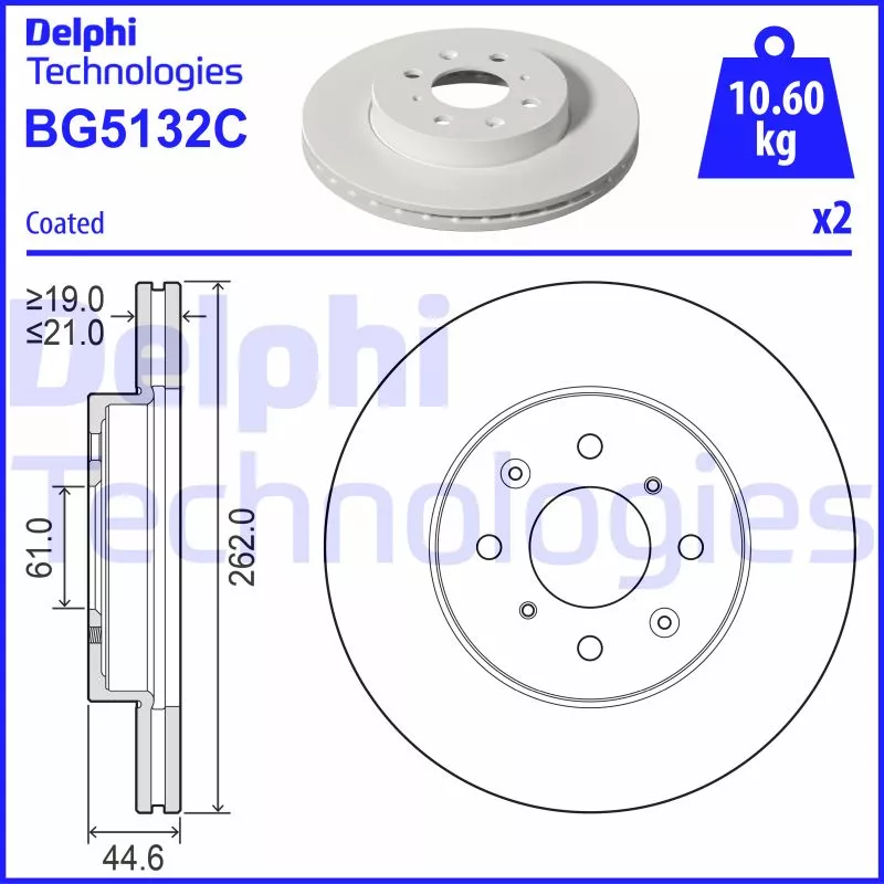 Jeu de 2 disques de frein avant DELPHI BG5132C