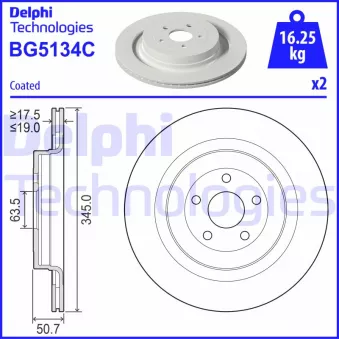 Jeu de 2 disques de frein arrière DELPHI BG5134C