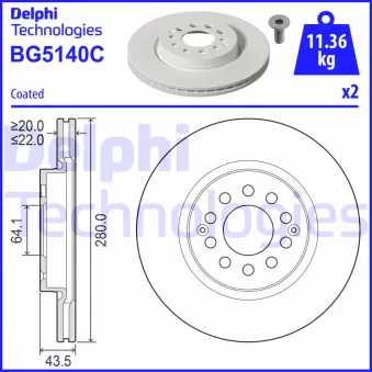 Jeu de 2 disques de frein avant DELPHI BG5140C