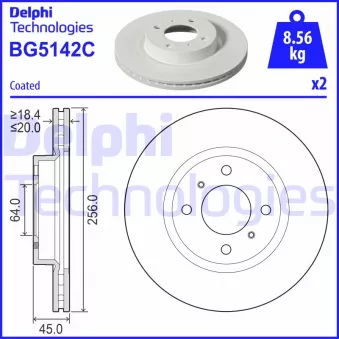 Jeu de 2 disques de frein avant DELPHI BG5142C
