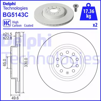 Jeu de 2 disques de frein avant DELPHI BG5143C