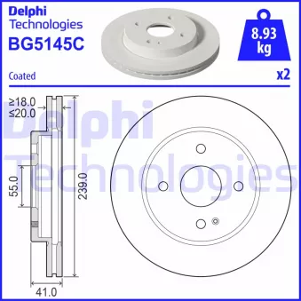 Jeu de 2 disques de frein avant DELPHI BG5145C