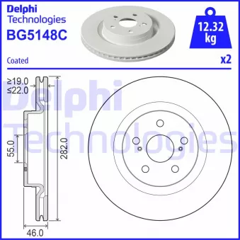 Jeu de 2 disques de frein avant DELPHI BG5148C