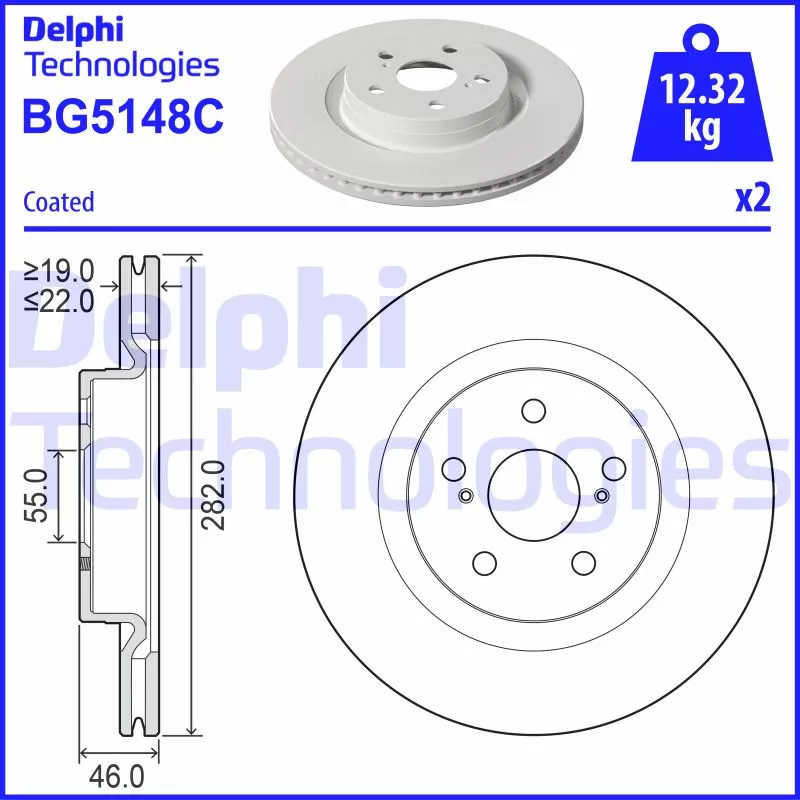 Jeu de 2 disques de frein avant DELPHI BG5148C