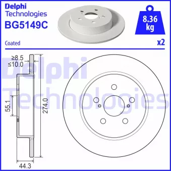 Jeu de 2 disques de frein arrière DELPHI