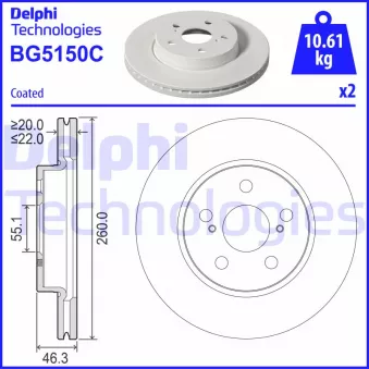 Jeu de 2 disques de frein avant DELPHI