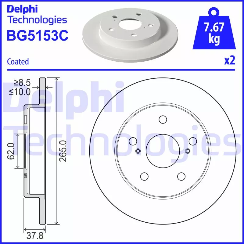 Jeu de 2 disques de frein arrière DELPHI BG5153C