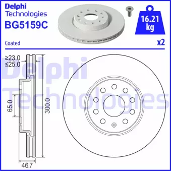 Jeu de 2 disques de frein avant DELPHI BG5159C