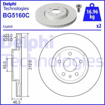 Jeu de 2 disques de frein avant DELPHI BG5160C