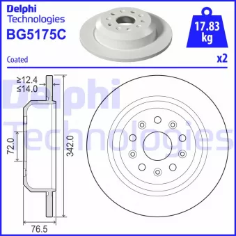 Jeu de 2 disques de frein arrière DELPHI BG5175C
