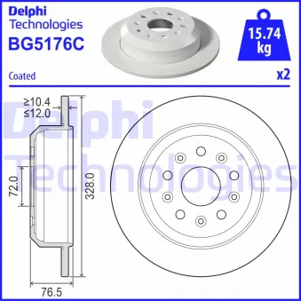 Jeu de 2 disques de frein arrière DELPHI BG5176C