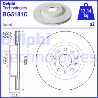 Jeu de 2 disques de frein avant DELPHI BG5181C