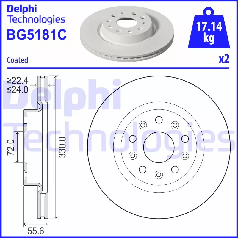 Jeu de 2 disques de frein avant DELPHI BG5181C
