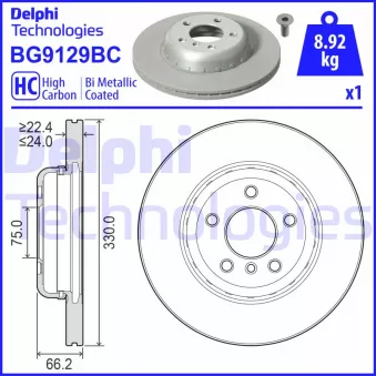 Jeu de 2 disques de frein avant DELPHI BG9129BC